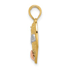 14k Two-tone with White Rhodium GRANDMA In Filigree Heart Charm