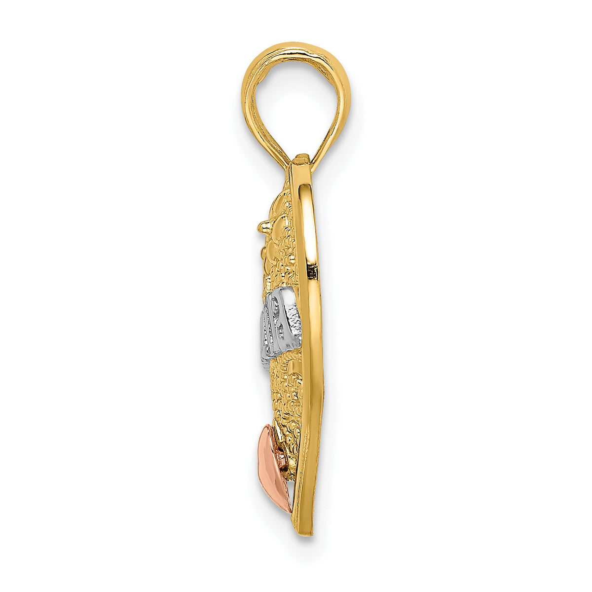 14k Two-tone with White Rhodium GRANDMA In Filigree Heart Charm