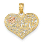 #1 Daughter Heart & Flowers Charm in 14K Two-Tone Gold, 17x14mm - Sophia Jewelers