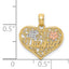 14k Two-tone White Rhodium  #1 DAUGHTER In Heart w/ Flowers Charm
