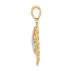 "I Love You" Filigree Heart Charm in 14K Two-Tone Gold, 27mm - Sophia Jewelers