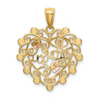 "I Love You" Filigree Heart Charm in 14K Two-Tone Gold, 27mm - Sophia Jewelers