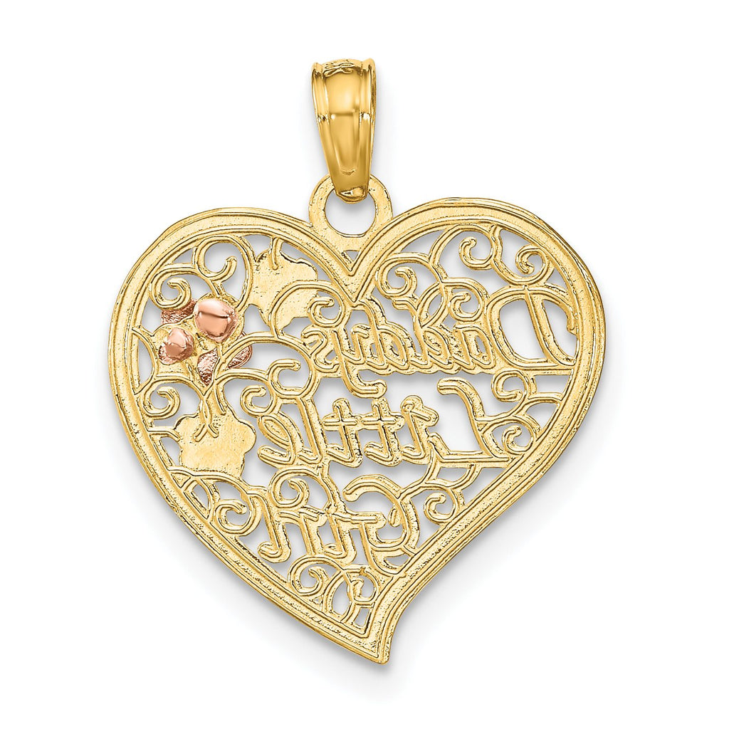 "Daddy's Little Girl" Filigree Heart Charm in 14K Two-Tone Gold, 21mm - Sophia Jewelers