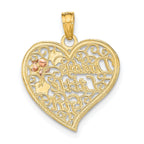 "Daddy's Little Girl" Filigree Heart Charm in 14K Two-Tone Gold, 21mm - Sophia Jewelers