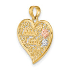 "Daddy's Little Girl" Filigree Heart Charm in 14K Two-Tone Gold, 21mm - Sophia Jewelers
