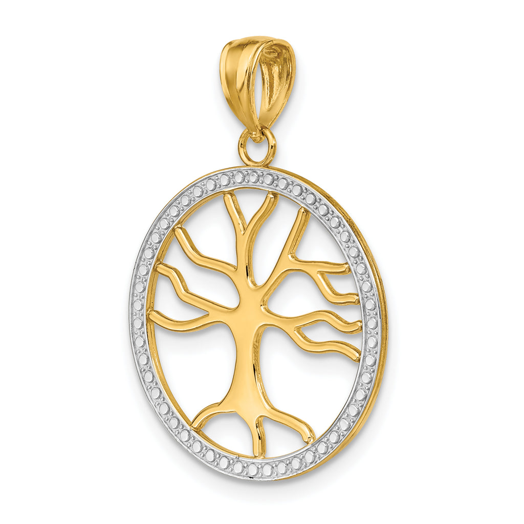Tree of Life Round Frame Charm in 14K Two-Tone Gold, 30mm - Sophia Jewelers