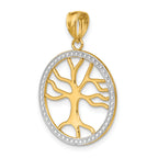 Tree of Life Round Frame Charm in 14K Two-Tone Gold, 30mm - Sophia Jewelers
