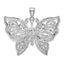 14K White Gold Large Diamond-cut Beaded Butterfly Pendant