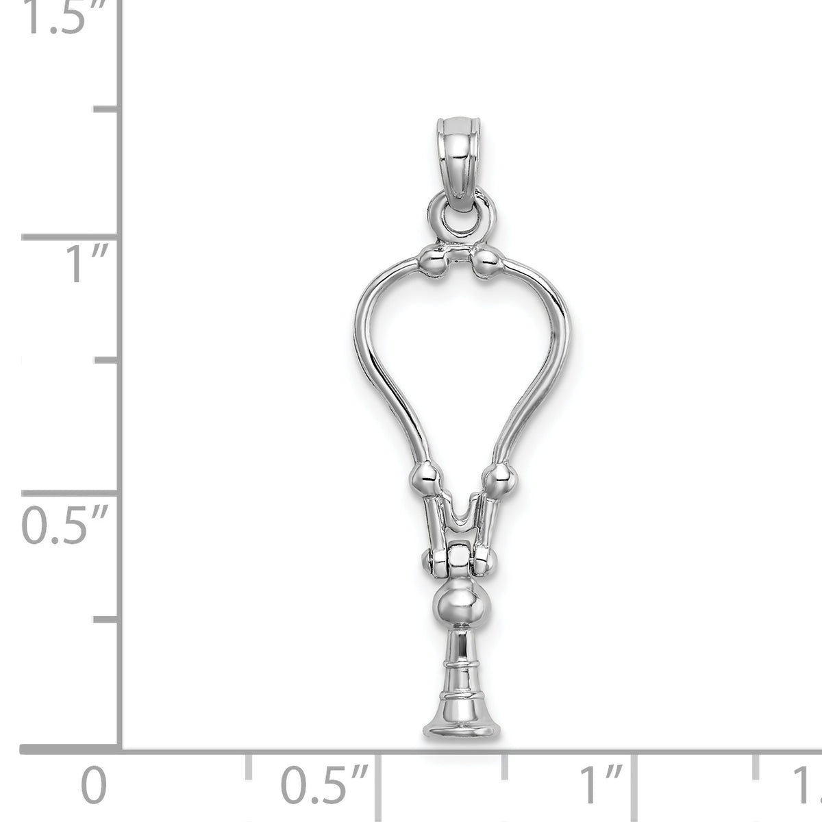 Stethoscope Pendant in 14K White Gold, 26mm Moveable - Sophia Jewelers