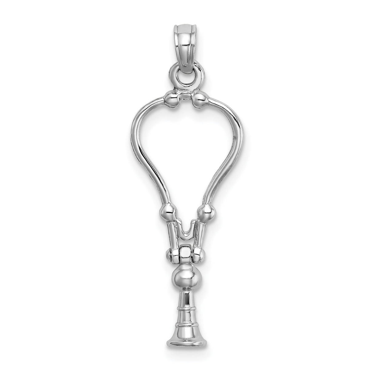 Stethoscope Pendant in 14K White Gold, 26mm Moveable - Sophia Jewelers