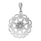 Starburst with Hearts Charm in 14K White Gold, 30mm Diamond-Cut - Sophia Jewelers