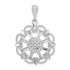 Starburst with Hearts Charm in 14K White Gold, 30mm Diamond-Cut - Sophia Jewelers