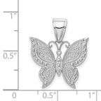 Butterfly Pendant in 14K White Gold, 23mm Textured - Sophia Jewelers