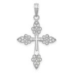 Filigree Cross Pendant in 14K White Gold, 25mm - Sophia Jewelers