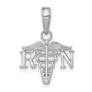 Registered Nurse Caduceus Charm in 14K White Gold, 20mm - Sophia Jewelers