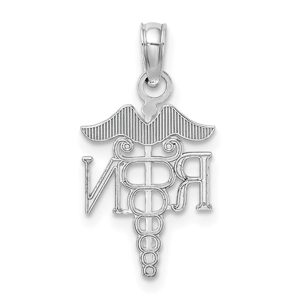 Registered Nurse Pendant in 14K White Gold, 14mm - Sophia Jewelers