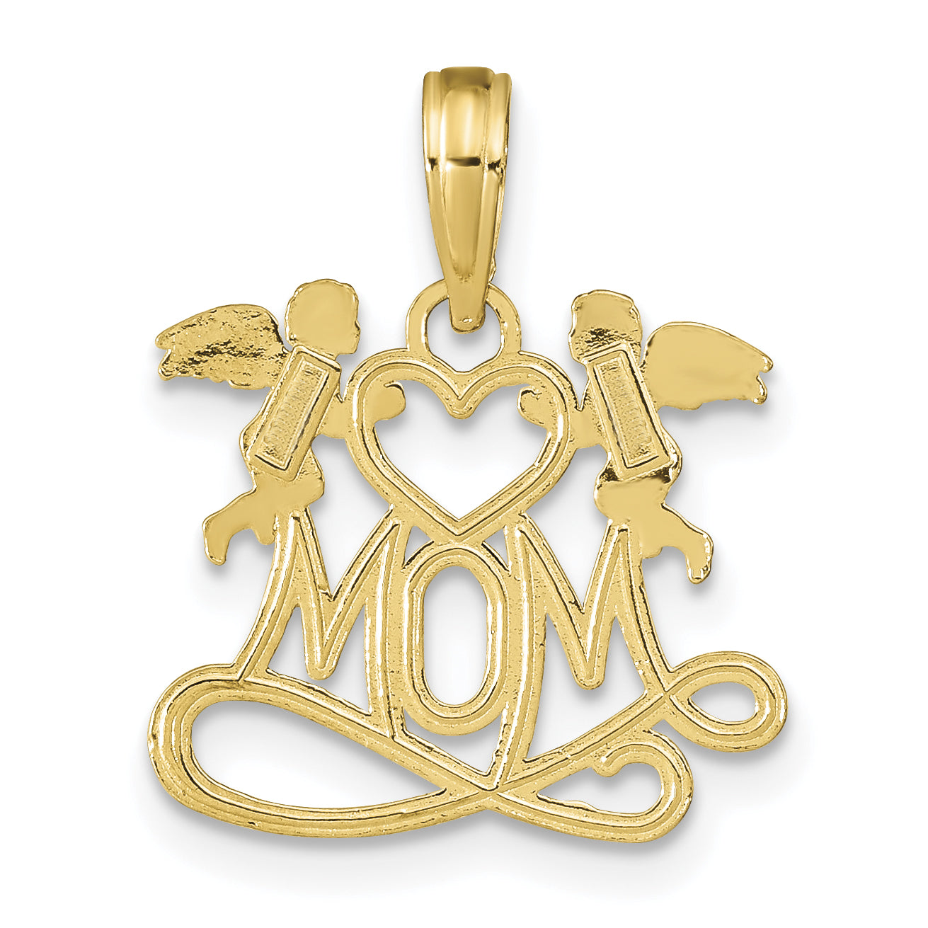 14K Polished MOM w/Heart and Angels Pendant Secondary image
