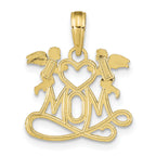 14K Polished MOM with Heart and Angels Pendant
