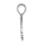 14K White Gold MOM w/ 2 Angels Holding Heart Charm