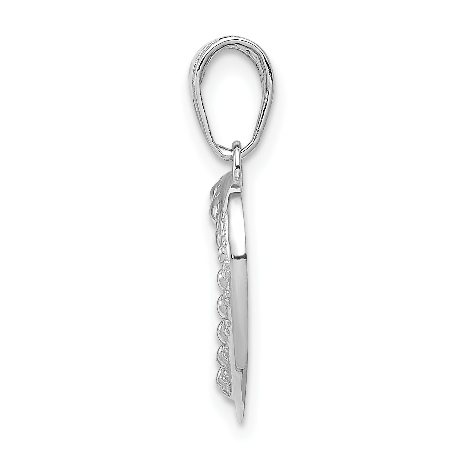 14K White Gold Polished and Textured Heart Pendant Secondary image