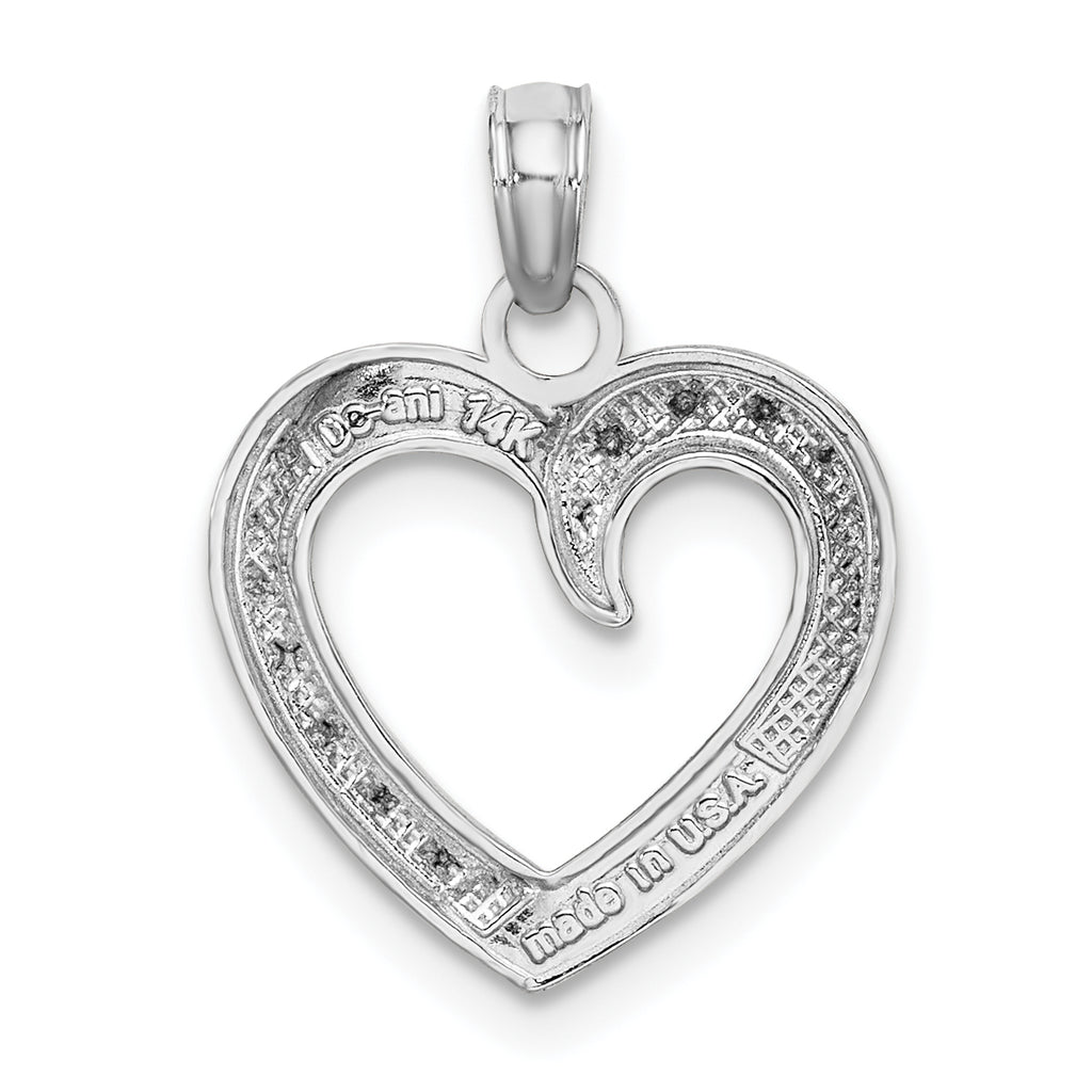 Heart Pendant in 14K White Gold, 18mm Textured - Sophia Jewelers