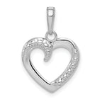 Heart Pendant in 14K White Gold, 18mm Textured - Sophia Jewelers