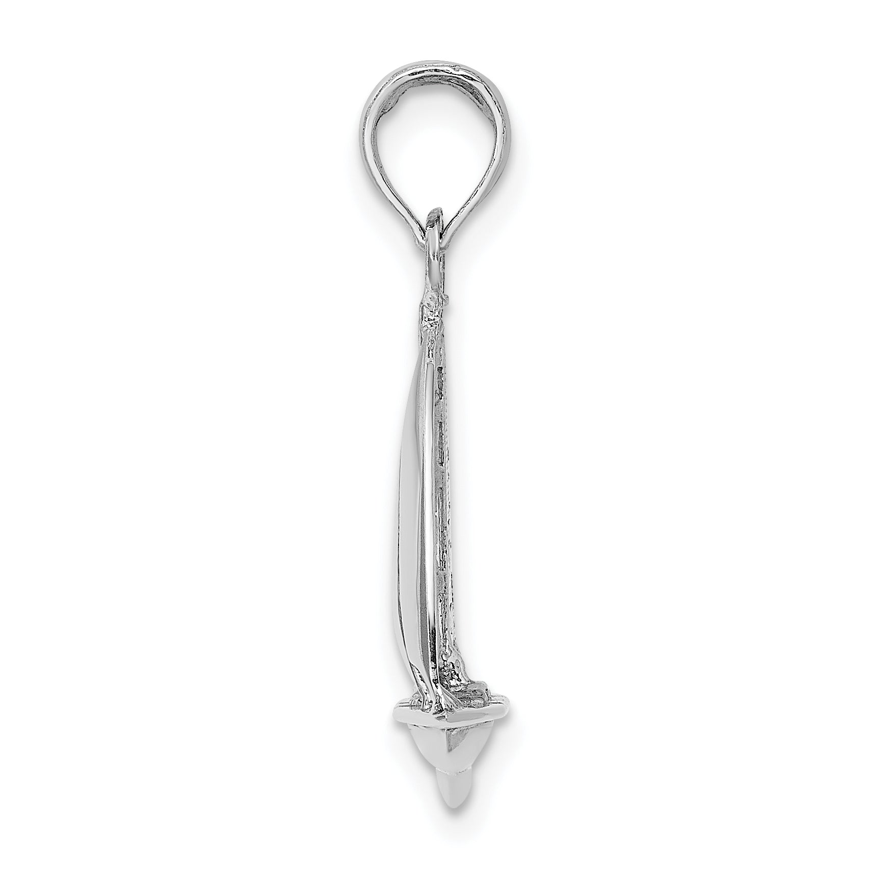 14K White Gold Polished 3-D Sailboat Charm - Sophia Jewelers