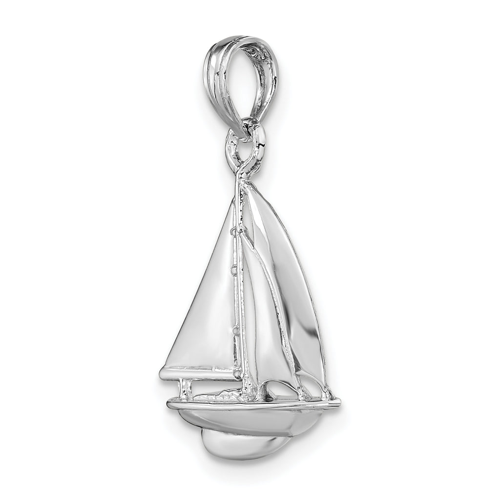 14K White Gold Polished 3-D Sailboat Charm - Sophia Jewelers