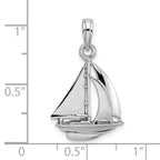 14K White Gold Polished 3-D Sailboat Charm - Sophia Jewelers