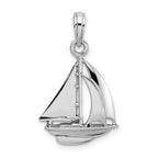 14K White Gold Polished 3-D Sailboat Charm - Sophia Jewelers
