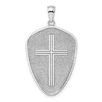 Cross Shield Charm in 14K White Gold with Joshua 1:9, 37mm Reversible - Sophia Jewelers
