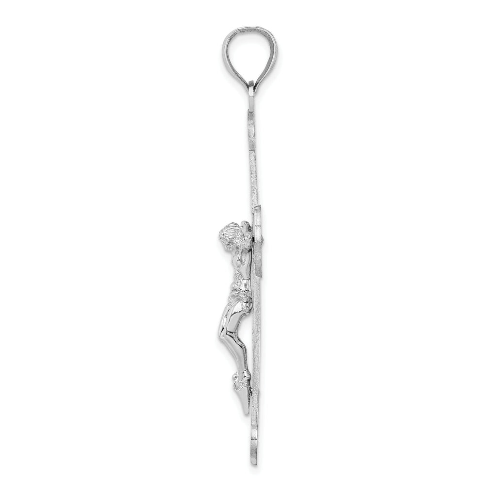 Crucifix Charm in 14K White Gold, 51mm Textured - Sophia Jewelers