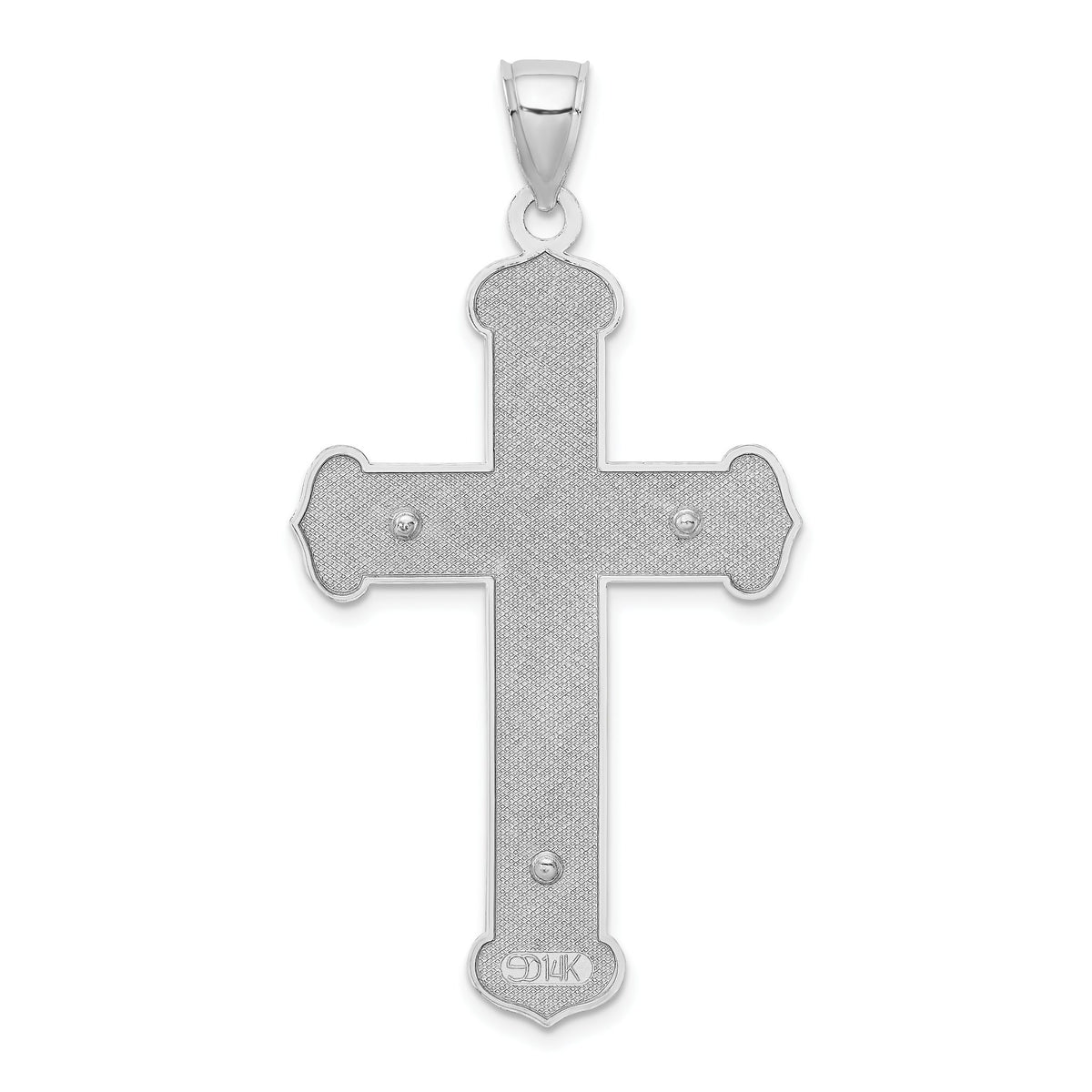 Crucifix Charm in 14K White Gold, 51mm Textured - Sophia Jewelers