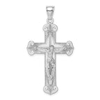 Crucifix Charm in 14K White Gold, 51mm Textured - Sophia Jewelers