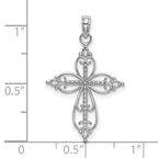Beaded Cross Charm in 14K White Gold, 18x23mm - Sophia Jewelers