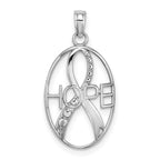 Hope Awareness Ribbon Charm in 14K White Gold, 24mm Textured - Sophia Jewelers
