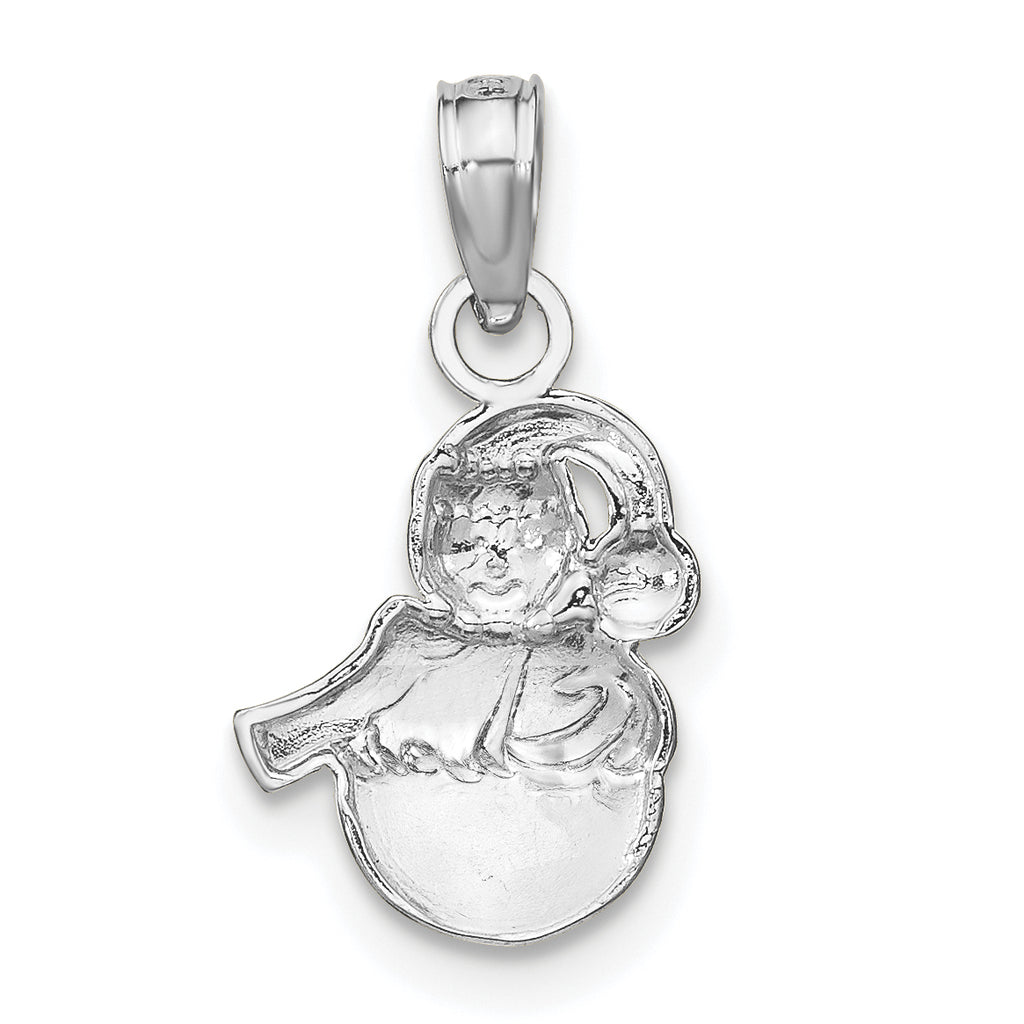 Snowman Charm in 14K White Gold, 16mm - Sophia Jewelers