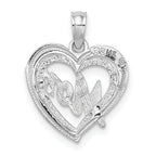 14K White Gold MOM Inside Heart Charm