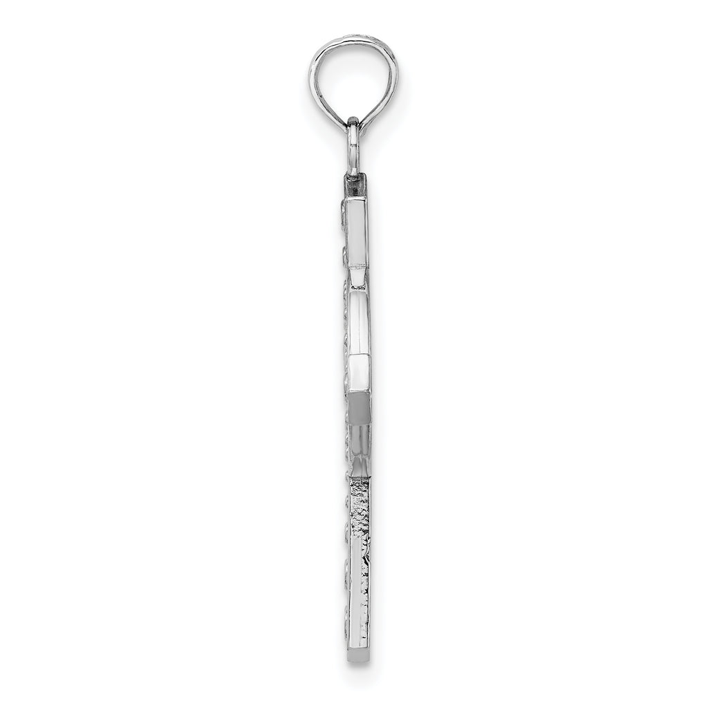 Beaded Celtic Iona Cross Charm in 14K White Gold, 29mm - Sophia Jewelers