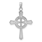 Beaded Celtic Iona Cross Charm in 14K White Gold, 29mm - Sophia Jewelers