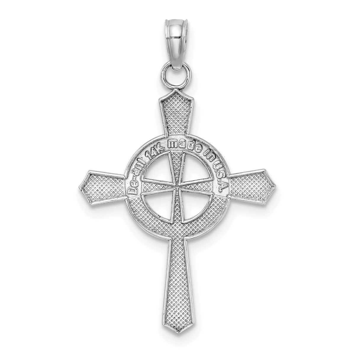 Beaded Celtic Iona Cross Charm in 14K White Gold, 29mm - Sophia Jewelers