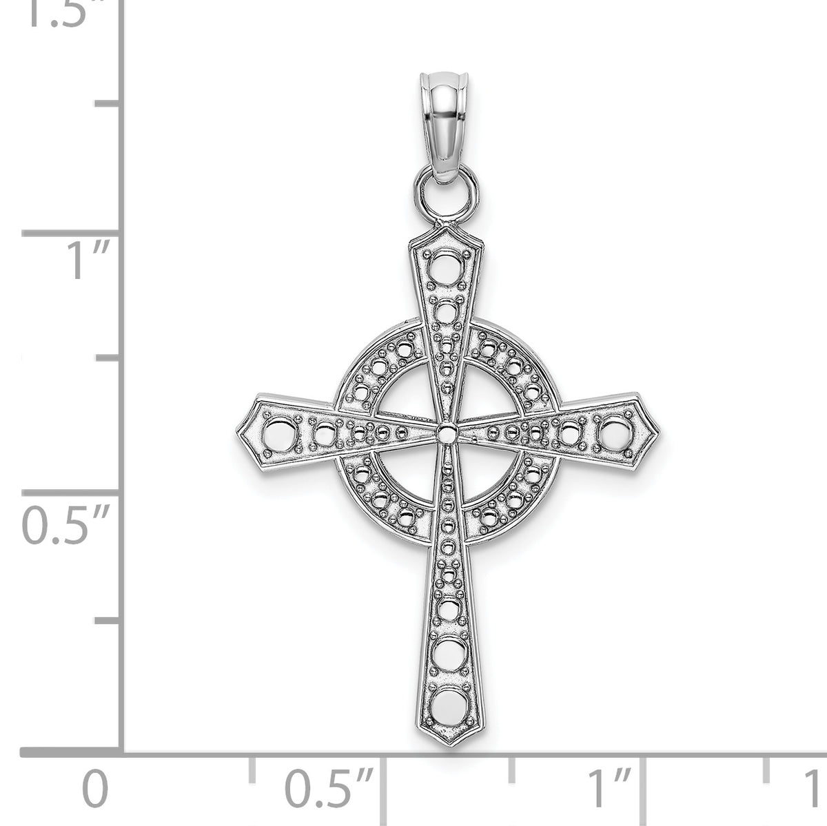 Beaded Celtic Iona Cross Charm in 14K White Gold, 29mm - Sophia Jewelers