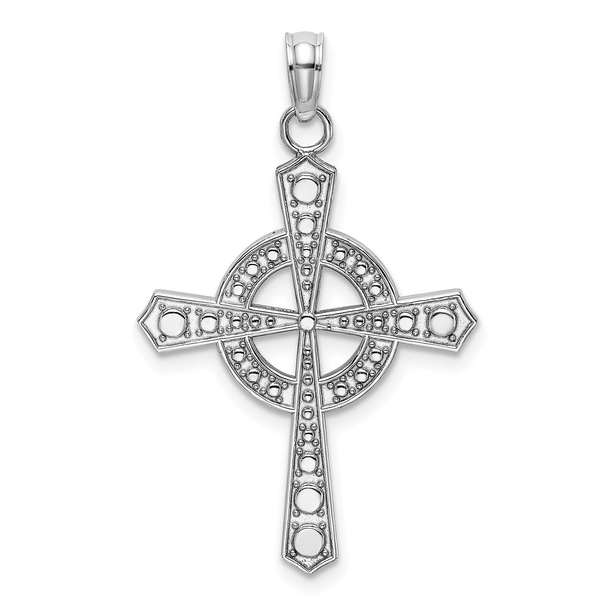 14K White Gold Beaded Celtic Iona Cross Charm Main image