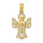 Filigree Angel Pendant in 14K Yellow Gold, 22mm - Sophia Jewelers