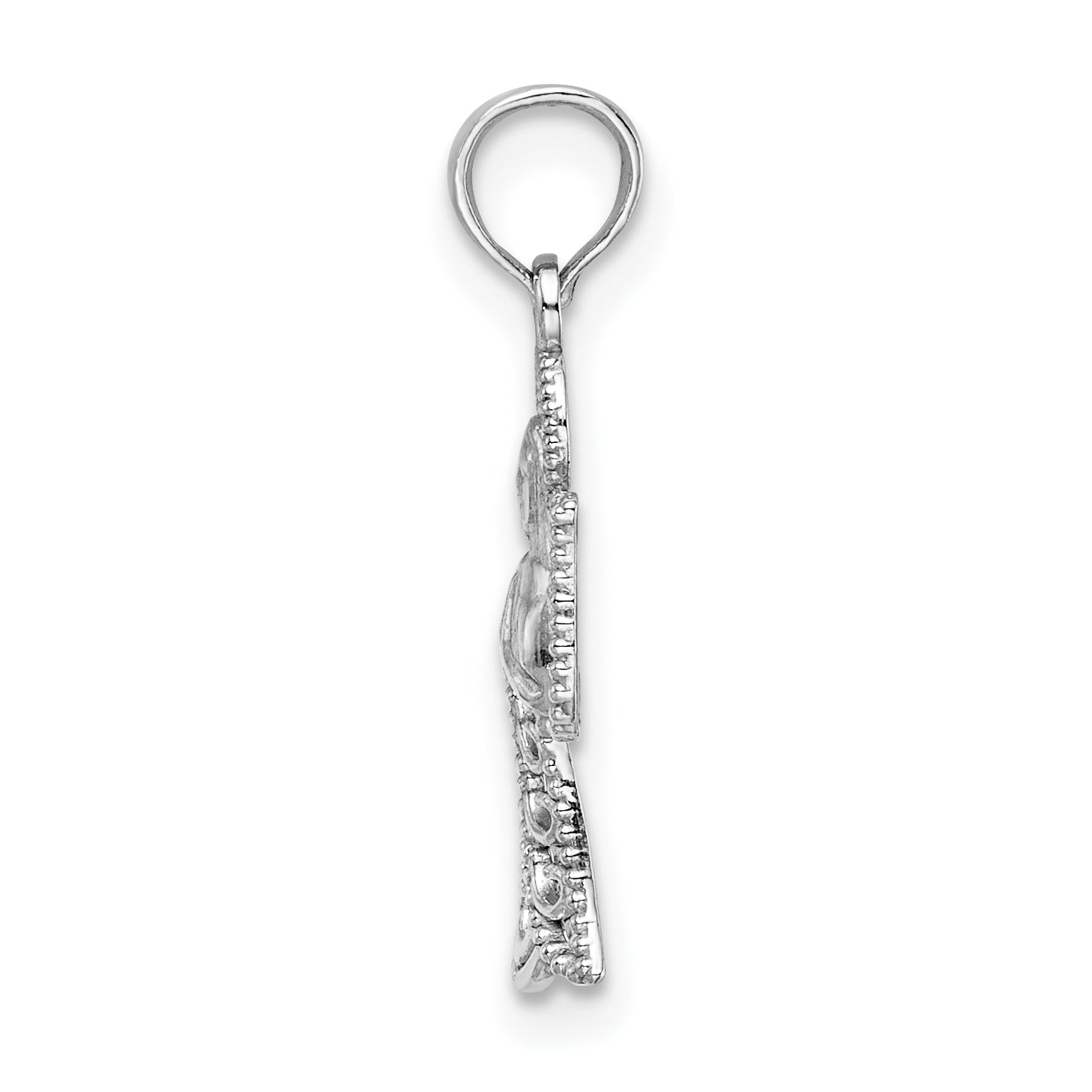 Filigree Angel Pendant in 14K White Gold, 20mm Secondary image