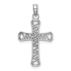 Fancy Cross Pendant in 14K White Gold, 20mm Reversible - Sophia Jewelers