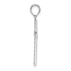 Beaded Block Cross Charm in 14K White Gold, 22mm - Sophia Jewelers