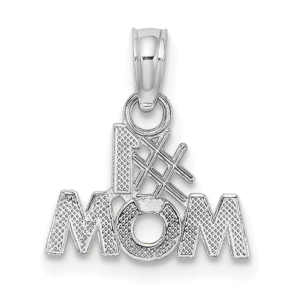 14K White Gold #1 MOM Charm