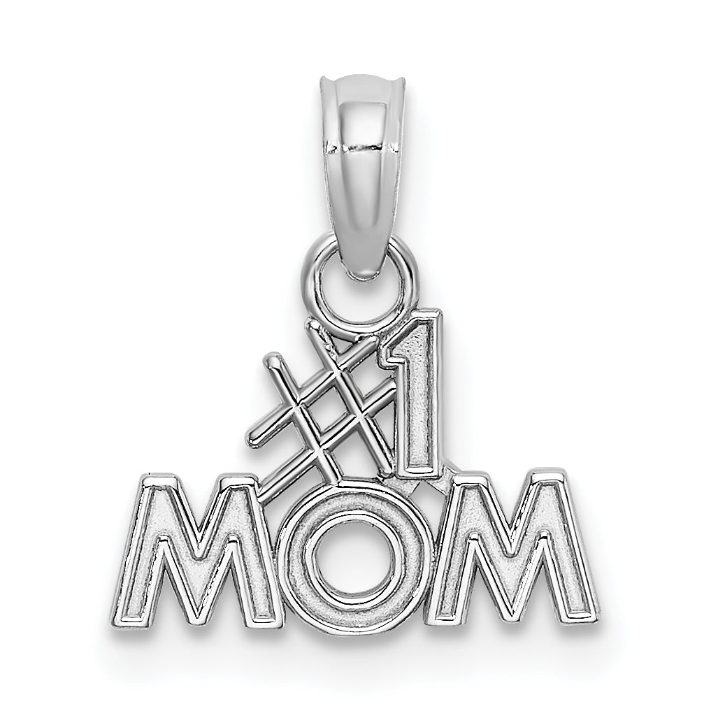 14K White Gold #1 MOM Charm Main image