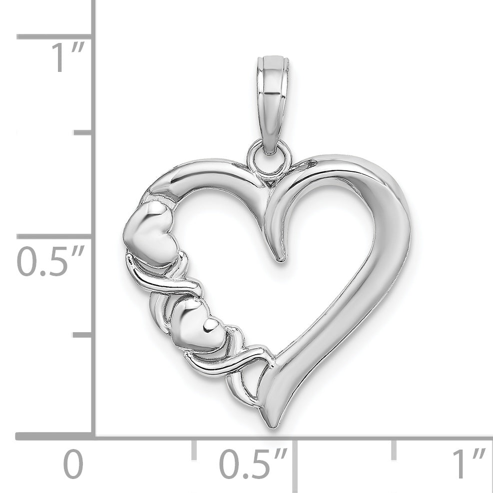 14K White Gold Polished  - X- Heart Charm